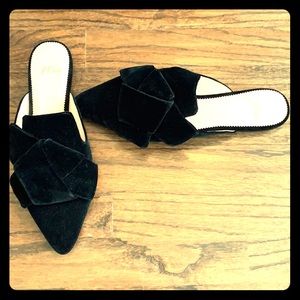 J. Crew size 8 1/2 black velvet slides.
